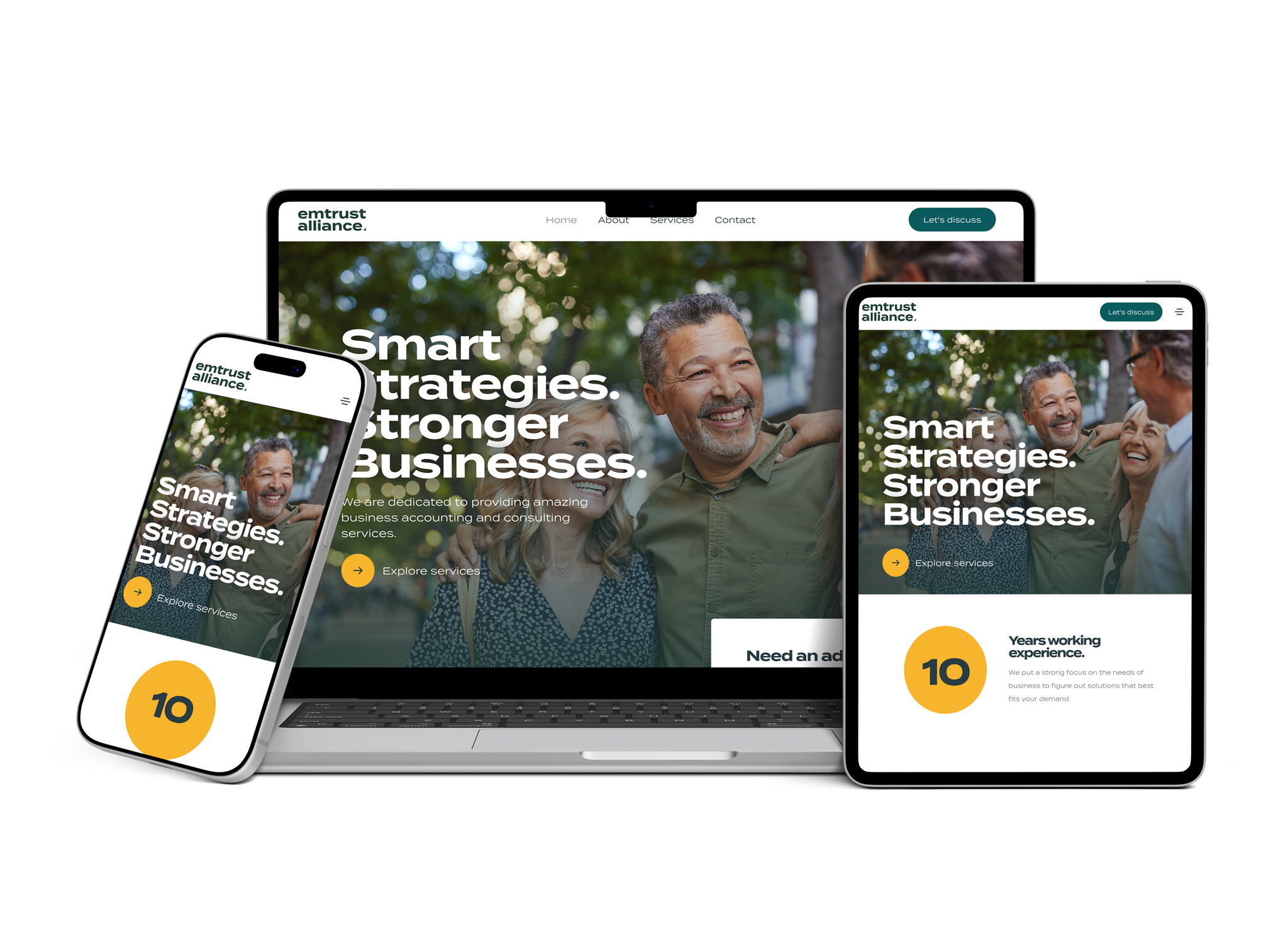 Professional business website on desktop, tablet and mobile